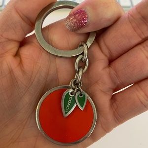 Silver Authentic Coach Peach Keychain